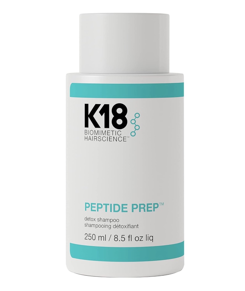 K18 PEPTIDE PREP™ Color-Safe Detox Clarifying Shampoo, Non-Stripping, pH-Optimized Cleanse, Removes Product Buildup, Dirt, Oils & Metals, 8.5 Fl Oz