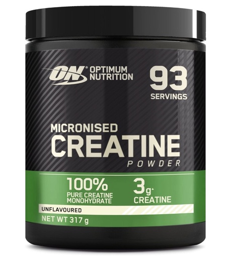 [E-COM65] Optimum Nutrition Micronised Creatine Powder, Créatine Monohydrate en Poudre 100% Pure pour la Performance et la Puissance Musculaire, non aromatisé, 93 Portions, 317 g