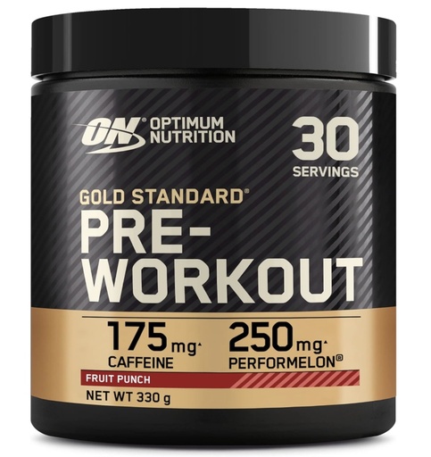 [E-COM66] Optimum Nutrition Gold Standard Pre Workout en poudre, boisson énergétique avec créatine monohydrate, bêta-alanine, caféine et vitamines B, complément goût Cocktail de fruits, 30 portions, 330 g
